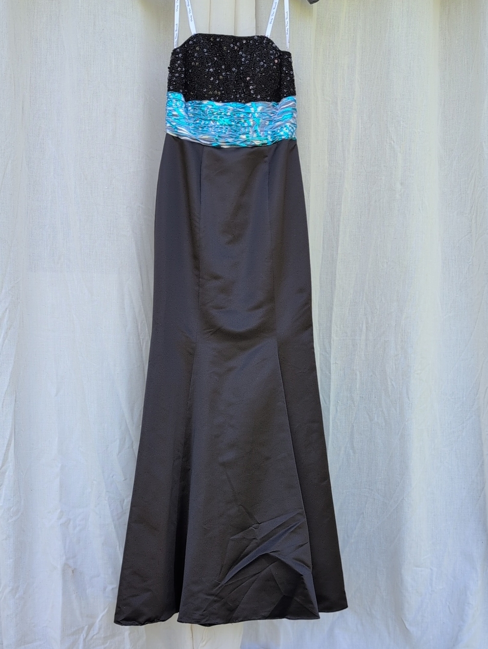 Partytime 6203 - Size 6 - Black Strapless Evening Dress with Turquoise Accent